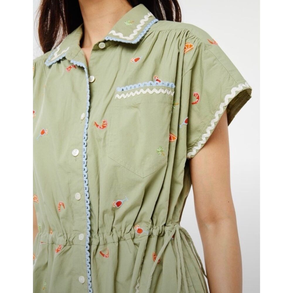Roller Rabbit Ocaso Ellyott Embroidered Dress Green Size‎ XS